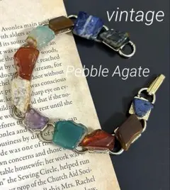 ヴィンテージブレスレット 天然石/瑪瑙 pebble agateマルチカラー