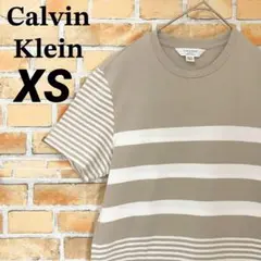 Calvin Klein ボーダー メタルロゴ シンプル カジュアル Tシャツ