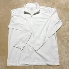 UNIQLO ハーフジップ トップス ホワイト XL長袖【指入れタイプ】