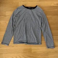 Gilevans Lサイズ 白黒ストライプ長袖カットソー