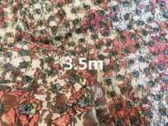 昭和レトロ生地花柄総レース生地 ビンテージ生地　ハギレピンククリーム刺繍3.5m