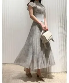 ウエストリブプリントワンピース　snidel 腹巻きワンピース　スナイデル