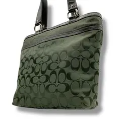 希少色！　コーチ　キャンバス　レザー　トートバッグ　緑　グリーン