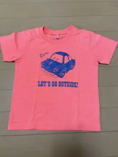 オレンジ 車デザイン Tシャツ 100cm