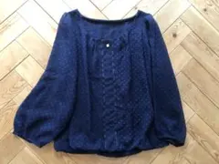 ロペピクニック　フロッキードット　クローバーボタンチャーム　シアードットブラウス