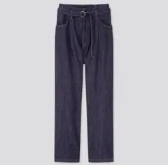 ユニクロ　ベルテッドプリーツジーンズ　インディゴ