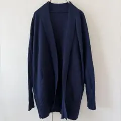 カーディガン 【L】 ネイビー 紺色 ロングカーディガン 長袖 ゆったり 古着