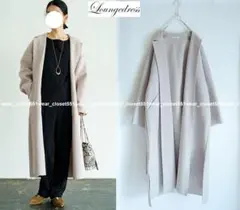 美品LOUNGEDRESSラウンジドレス☆ニットフーディーロングコートFグレー系のサムネイル