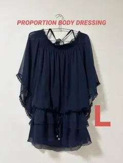 PROPORTION BODY DRESSING ネイビーシフォンブラウス　Ｌ