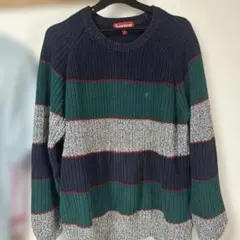 Supreme ネイビー ライトブルー ストライプ セーター L - メルカリ