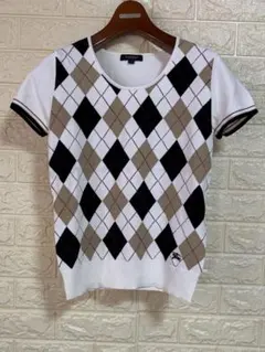 Burberry London アーガイル柄 半袖ニット 2号