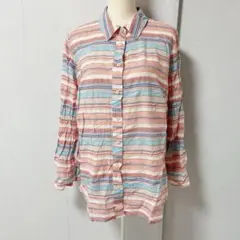 美品✨Talbots 【1X】 ボーダー 長袖シャツ マルチカラー