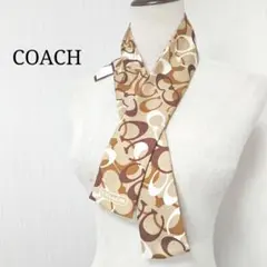【コーチ/COACH】タグ付き♡シグネチャーシルクバンドゥスカーフ 総柄 リボン