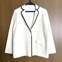 DoCLASSE ドゥクラッセ　テーラードジャケット　ニット地　Ｌ　白×黒のサムネイル
