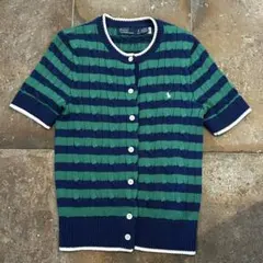 POLO Ralph Lauren ケーブルニット 半袖 カーディガン ボーダー