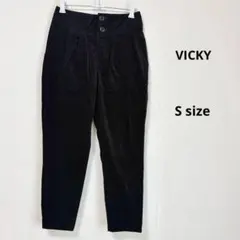 VICKY ビッキー　タックテーパードパンツ　S ブラック　起毛生地のサムネイル