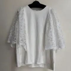 白レース袖ホワイトトップス