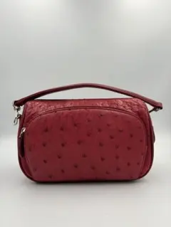 天然オーストリッチレザー 2WAYバッグ 赤