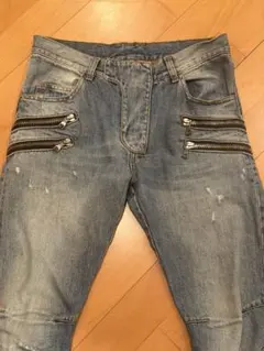 12SS BALMAIN HOMME ダブルジップ バイカーデニム 30のサムネイル