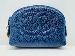 CHANEL シャネル キャビアスキン コインケース 小銭入れ ブルー