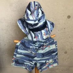 海洋生物プリント キッズ帽子とショートパンツセット①のサムネイル