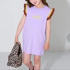 X-girl Stages袖フリルロゴワンピース 130cm パープル