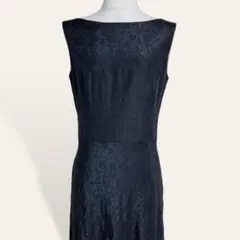 ♥️人気 クミキョクプリエ 黒 シャドーフラワー柄 ロングワンピース 3・Ｌ