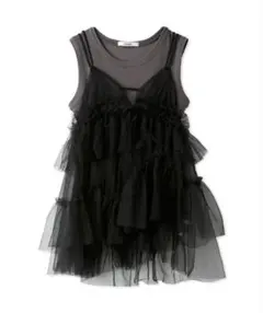 snidel チュールキャミレイヤードトップス グレー