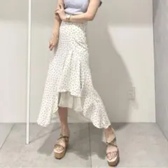 MERCURYDUO アシンメトリーフリルマーメイドドットスカート M