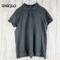 『UNIQLO』ユニクロ (XL) 半袖 ポロシャツ スリット 無地 会社 通勤