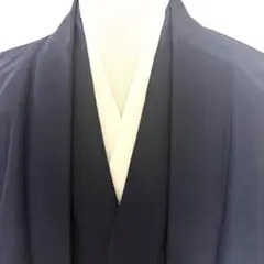 5k2540 着物&羽織セット　毛　単衣　紺　青　無地　和装