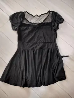 CECILMcBee ブラック 半袖 トップス M　チュニック透け素材シアー