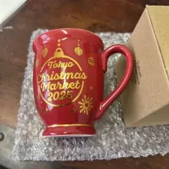 東京クリスマスマーケット 2025 限定 マグカップ 赤 金ロゴ