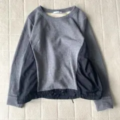 トロワ長袖ドッキングトレーナー　裏起毛　日本製　異素材　クルーネック