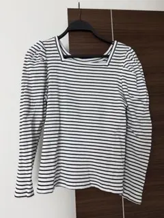 GU ジーユー 前後2way トップス ボーダー 白 黒 XL パフスリーブ