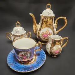 本日セール リモージュ花瓶 カップ&ソーサー プレート トレイ 22K金彩 6点 本日セール リモージュ花瓶 カップ&ソーサー プレート トレイ 22K金彩
