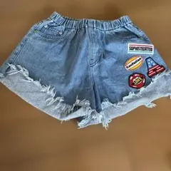 デニムショートパンツ 刺繍パッチ付きのサムネイル