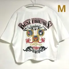 【新品 Ｍ】トムとジェリー　 目隠し　ショート丈　Tシャツ ホワイト