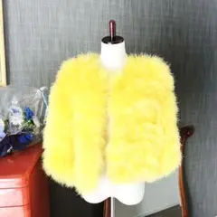 極美品　ラルフローレン パープル　フェザー　ファー　ブルゾン　イエロー