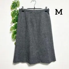 ♤スタイルコム・M ひざ丈フレアスカート グレー ウール混合のサムネイル