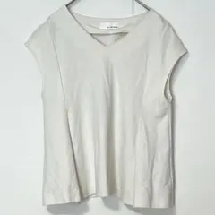 グリーンレーベルリラクシング フレンチスリーブカットソー リネン混 ペプラム