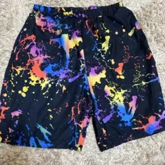 キッズ ハーフパンツ ペイント柄 ブラック
