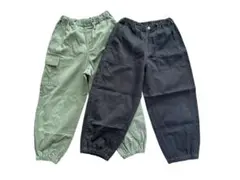 GUキッズカーゴパンツ　ブラック、カーキ２枚セット　130㎝
