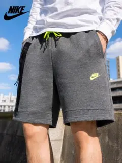 廃盤　NIKE 赤タグ テックフリース ハーフパンツ XL グレー 蛍光紐　希少のサムネイル