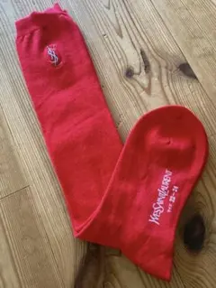【YVES SAINT LAURENT】レッド　ハイソックス靴下　22-24ｃｍのサムネイル