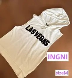 INGNI ノースリーブパーカー ホワイト LAS VEGAS