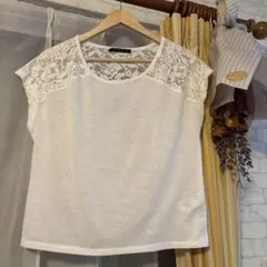 ベルシュカ ホワイト レース ノースリーブ Tシャツ S