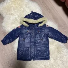 ミキハウス　ネイビー ダウン95%コート 110cm以上 ファー付き　取り外し可