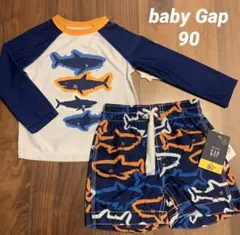 【新品】GAP サメ 長袖 ラッシュガード インナーパンツ付 水着 パンツ 90
