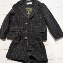 ダークグレー チェック柄 ジャケットとショートパンツ セット